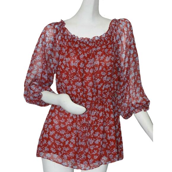 NWOT DIANE VON FURSTENBERG Top 10 Camila Isly Red Desire Silk - Picture 1 of 10